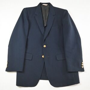 Vtg Mens 40R Navy Blue Gold Button Mens Blazer Suit Jacket Sport Coat